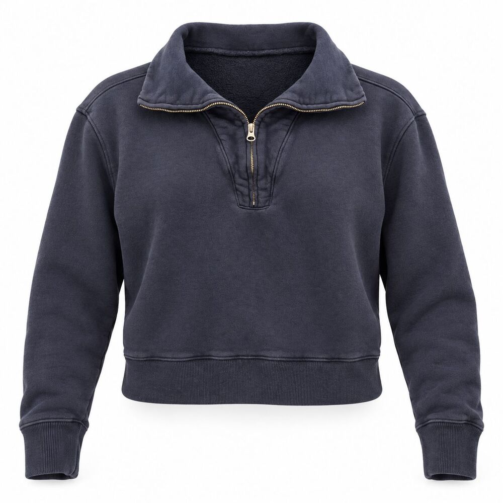 Nili Lotan Bentley Sweatshirt Half Zip French St 100% Cotton Sz XS Navy Blue USA